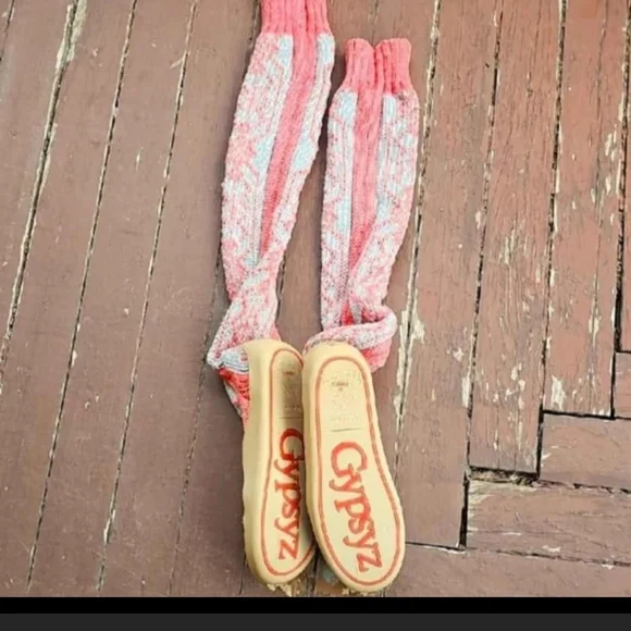 Free People Gypszy Pink Knit Sweater Over The Knee Boots - Picture 4 of 5